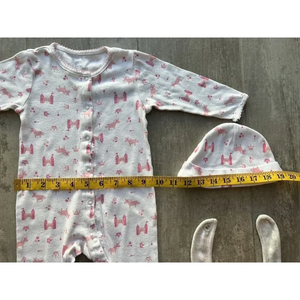 Baby Girl 3 Piece Outfit Set DADDYS LITTLE PRINCESS Coverall Romper Bib Hat 6-9m